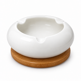 Ceramic Ashtray with Wooden Base - 12cm
