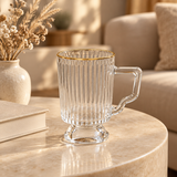 Ribbed Glass Mug with Pedestal Base – 250ml
