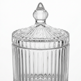 Ribbed Glass Sugar Pot with Decorative Lid – 8×10cm