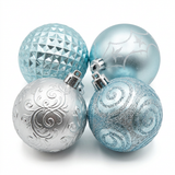 Plastic Christmas Décor Balls Set 24 Pieces Light Blue - 6cm