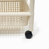 Plastic 4-Tier Storage Rack with Wheels Cream – 100×45×30cm