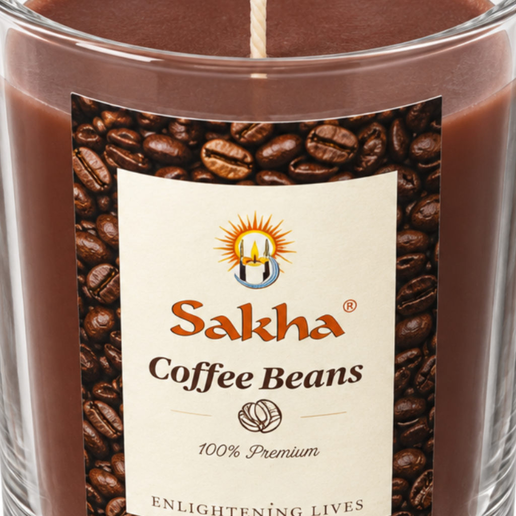 Sakha Coffee Beans Scented Candle in Glass Jar – 11×9cm