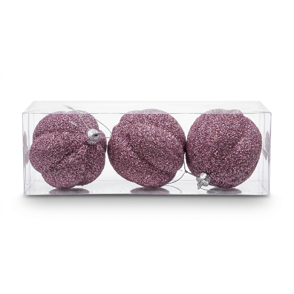 Plastic Christmas Décor Balls 3-Piece Set Mauve Purple - 10cm