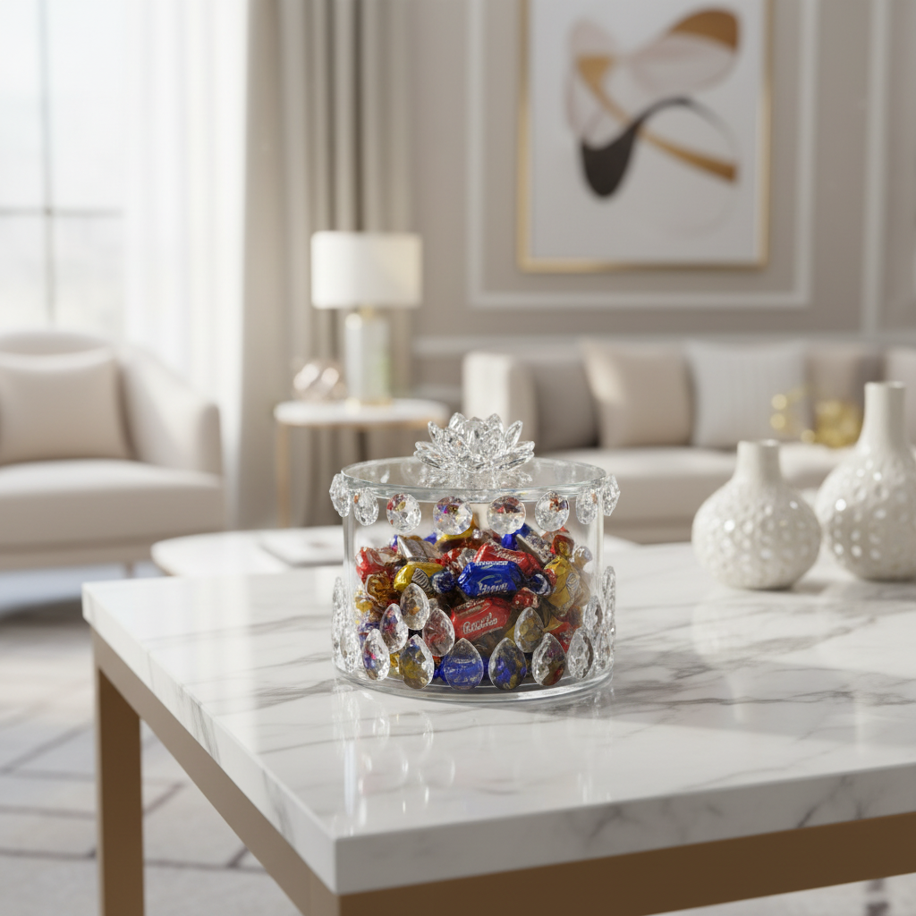 Glass Candy Pot with Lid - 15x10cm