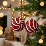 Plastic Christmas Décor Balls 2-Piece Set Red & White - 10cm