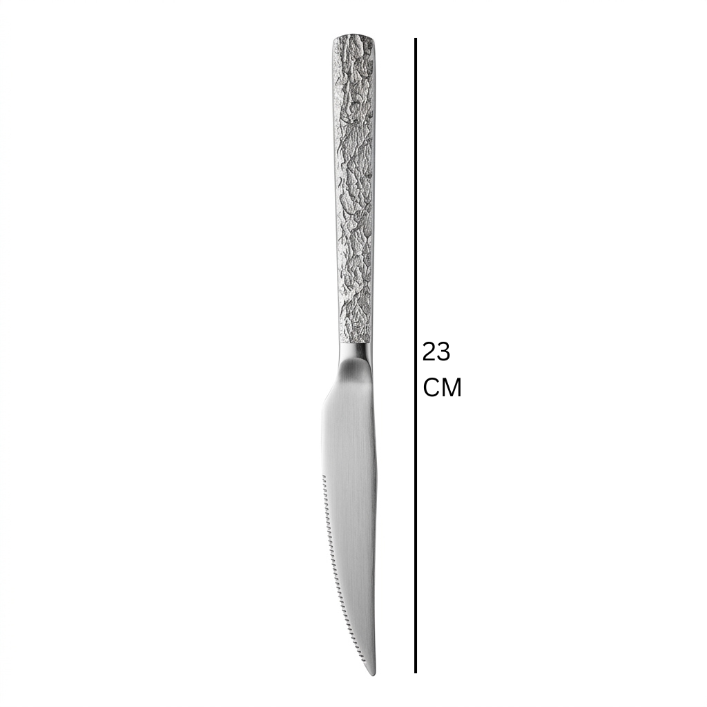Stainless Steel Knife Set of 6 - 23cm Silver Textured Handle