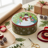 Metal Round Christmas Candy Box Green – 17cm