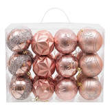24-Piece Plastic Christmas Décor Balls Set, 8 cm – Blush Pink & Rose Gold

