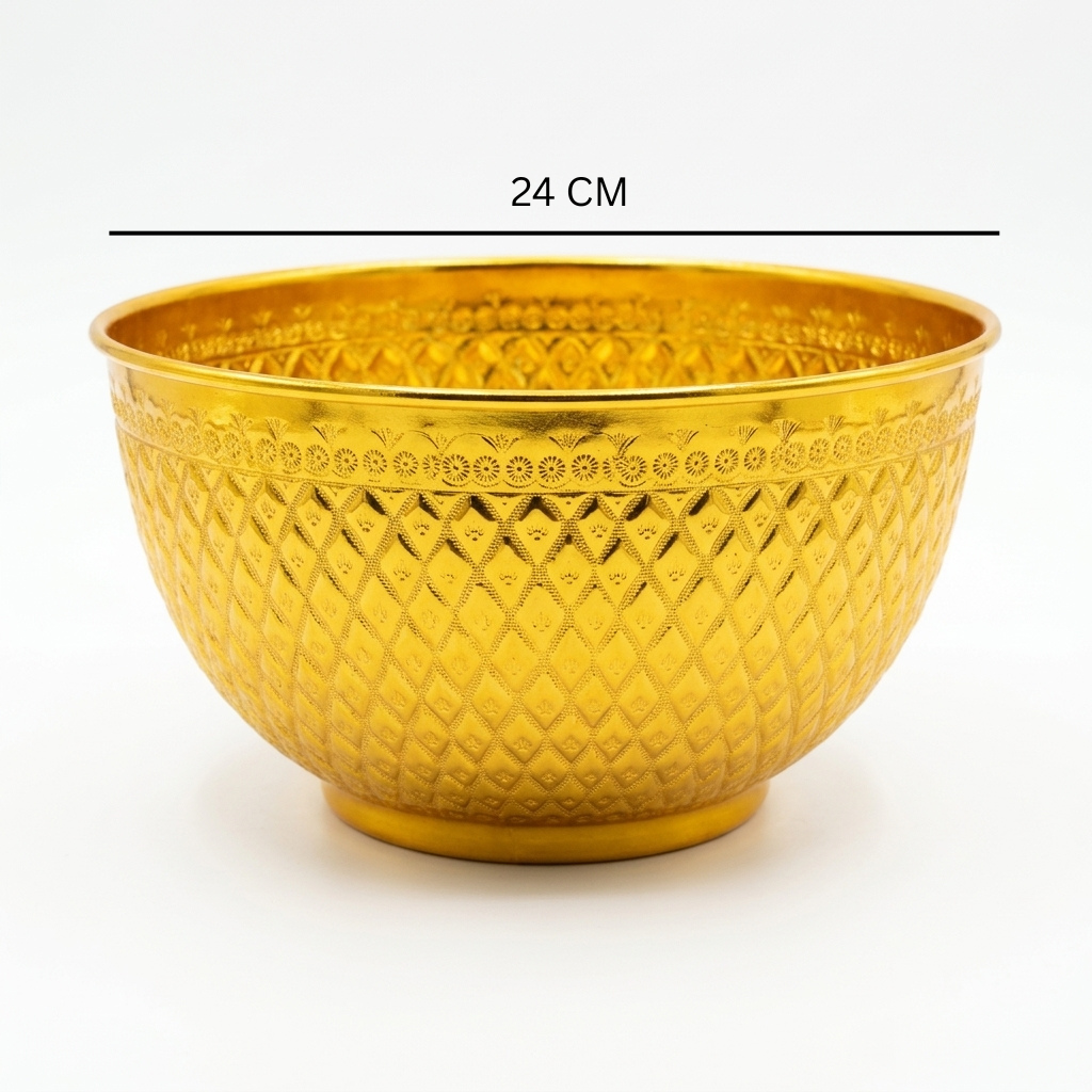 Diamonds Aluminium Mixing Bowl 24cm – Gold Embossed Design
