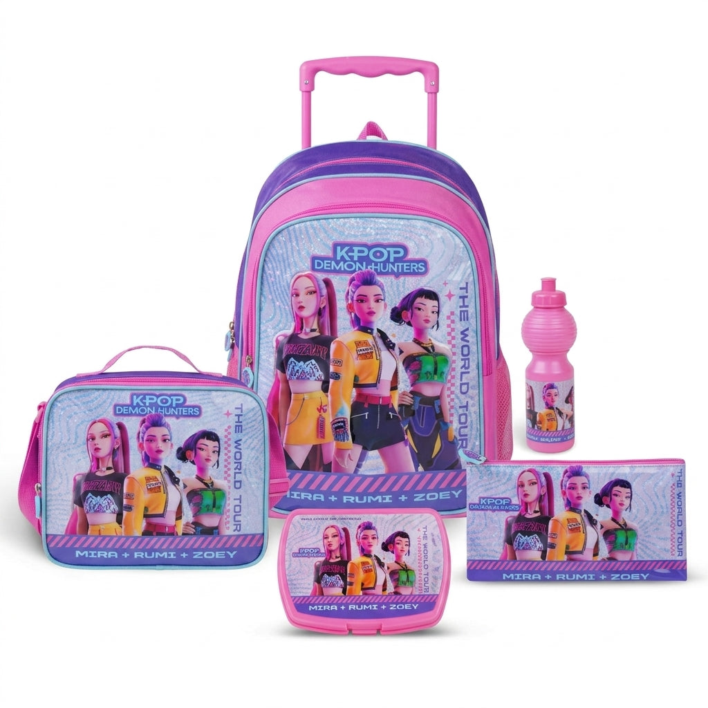 K-Pop Demon Hunters World Tour 5-in-1 School Trolley Set 18"