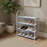 4-Tier Wooden and Metal Shoe Rack White - 60×50×20cm