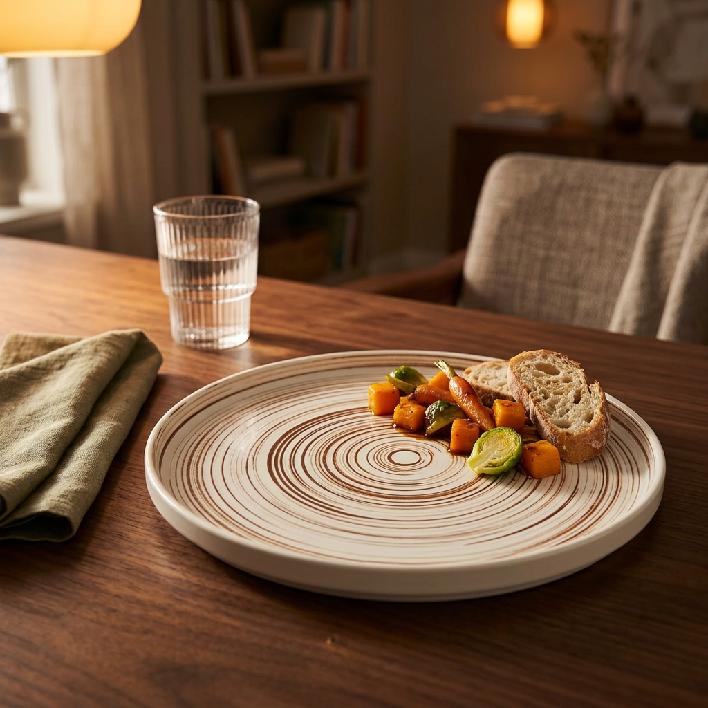 Ceramic Dinner Plate Cream and Beige - 27cm