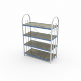 4-Tier Wooden & Metal Shoe Rack - 60×50×20cm