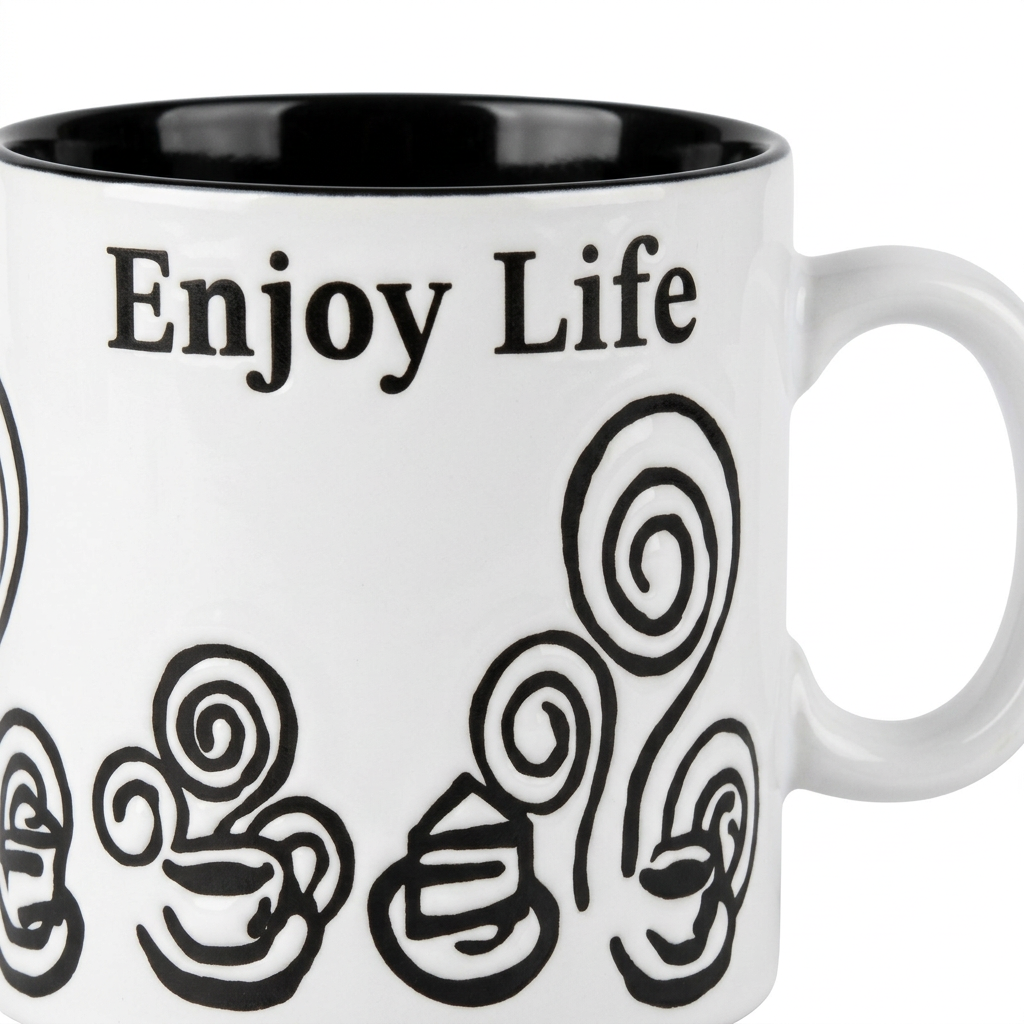 Royalford Ceramic Mug White & Black - 260ml