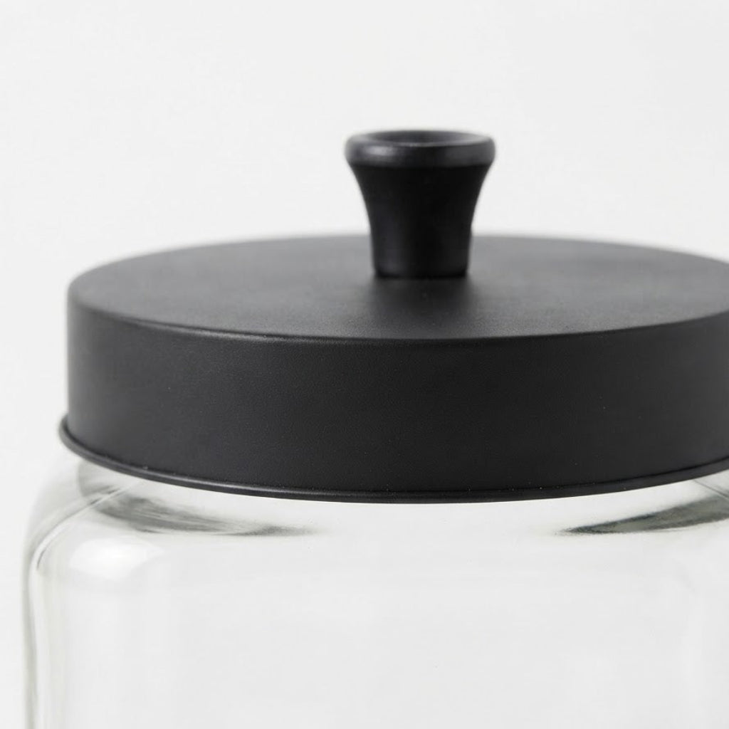 House Mart Glass Canister with Black Lid - 800ml