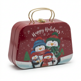 Metal Christmas Gift Box with Handle Red - 20×15cm