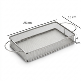 Yuniverse Rectangular Mesh Fries Basket – Silver, 25 × 13 × 4 cm