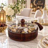 Wooden Candy Bowl with Acrylic Lid Brown - 20x10cm