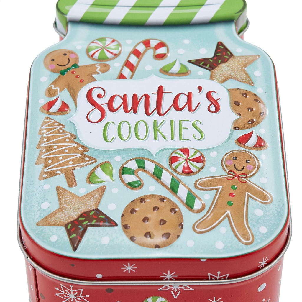 Metal Christmas Candy Box with Santa’s Cookies Design - 15×10cm