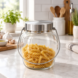 Hamid Glass Jar with Silver-Coloured Lid & Wire Handle – 1.8 Litres