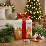 Ceramic Christmas Candy Jar with Lid - 10×9cm