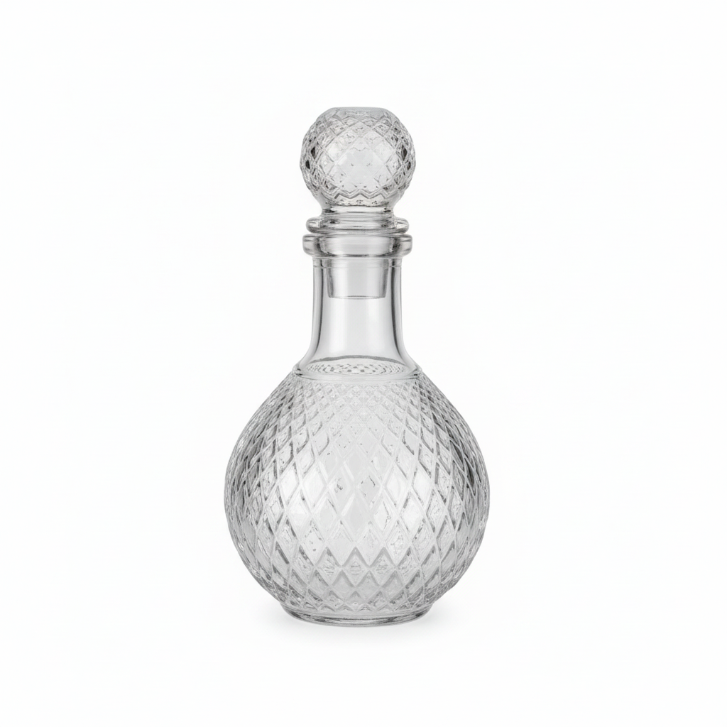 Clear Glass Decanter with Diamond Pattern - 750ml