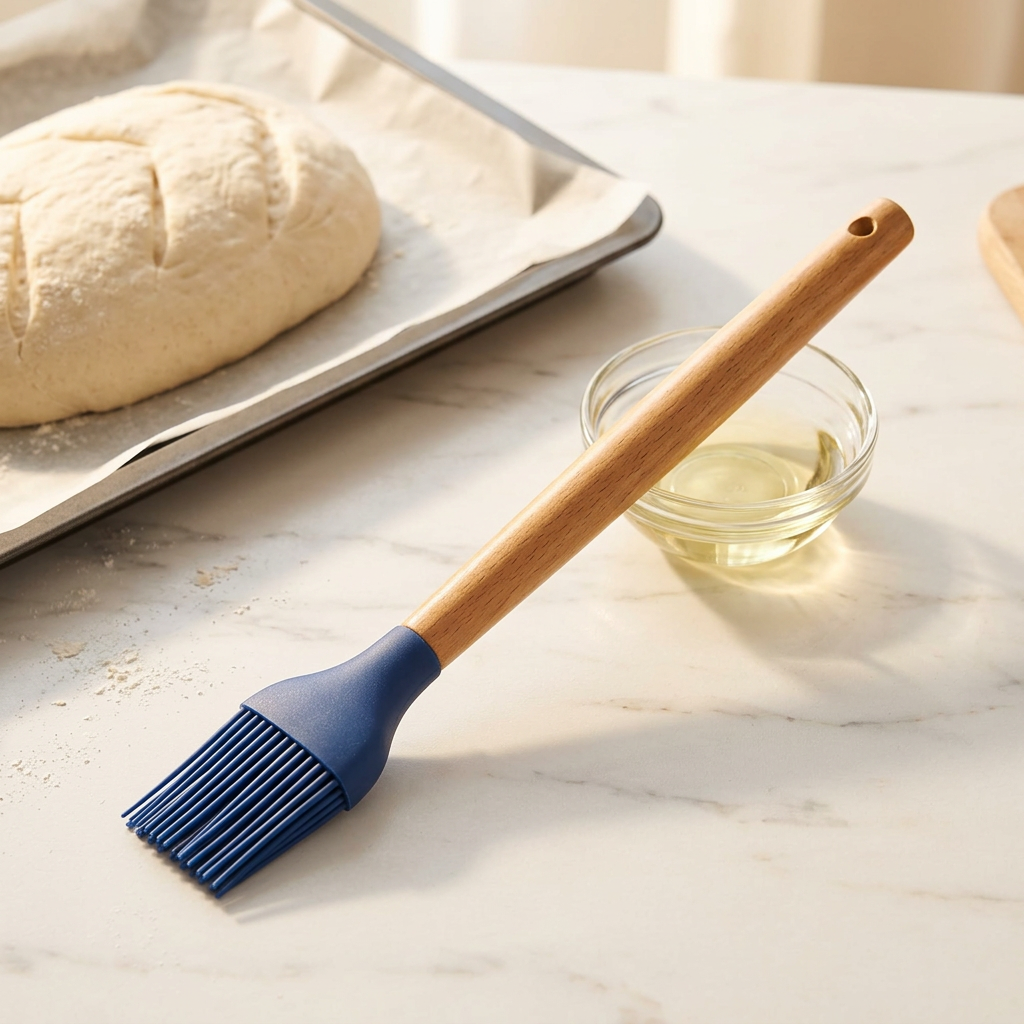 Royalford Silicone Oil Brush with Wooden Handle - 32cm