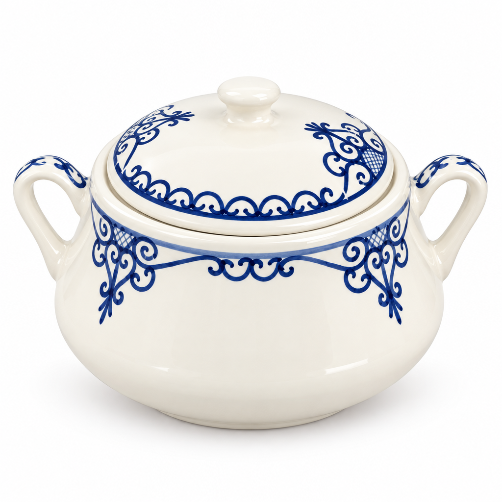 Slama Ceramic Soup Pot with Lid Off-White - 25cm