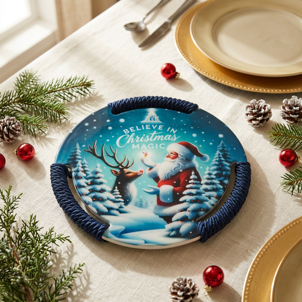 Christmas Round Ceramic Coaster - 20cm