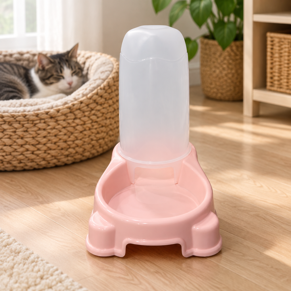 Plastic Pet Food Feeder Pink - 25×25cm