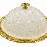 Koozie Metal Serving Tray with Acrylic Lid Gold & White  – 48×20cm