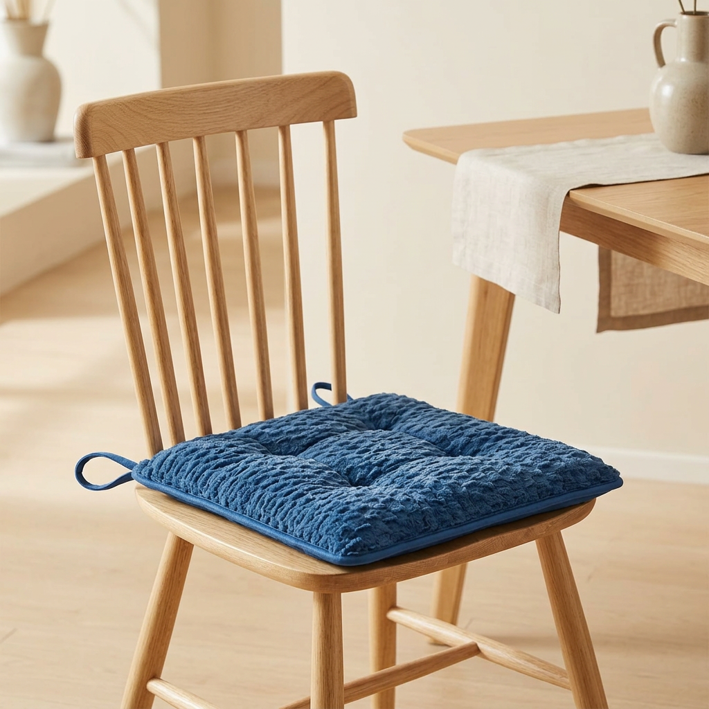 Textured Square Chair Seat Cushion Blue - 38×38cm