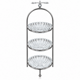 3-Tier Glass Candy Bowl with Silver Metal Stand - 12×45cm