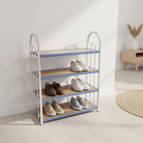 4-Tier Wooden and Metal Shoe Rack White & Brown - 60×50×20cm