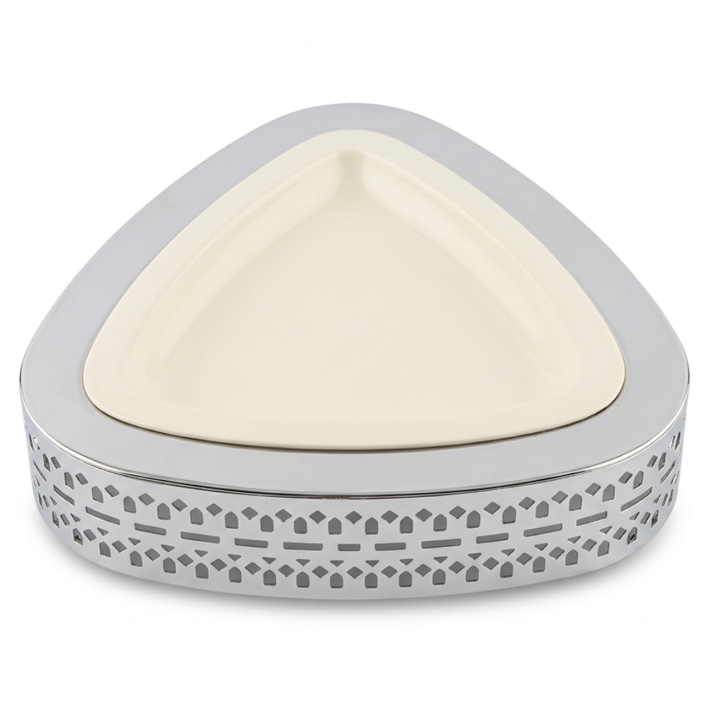 Metal Candy Tray with Interior Silver & Cream – 30×30cm
