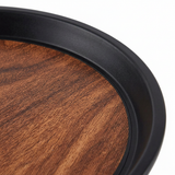 Yuniverse Round Plastic Non-Slip Serving Tray with Wood-Grain Design - 30cm