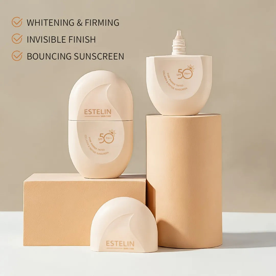 Estelin Pore Barrier Tinted Collagen & Peptide Sunscreen SPF 50 PA++ — 60g