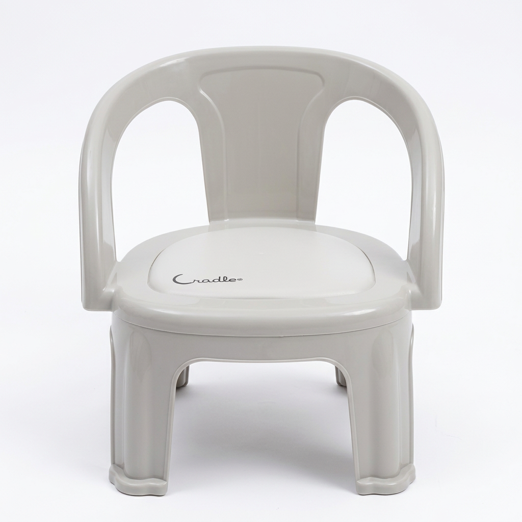 Cradle Plastic Kids Chair with Armrests Warm Grey - 36×30cm