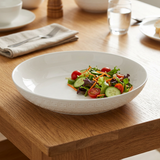 Ceramic Round Serving Platter with Embossed Detail White – 14 Inch