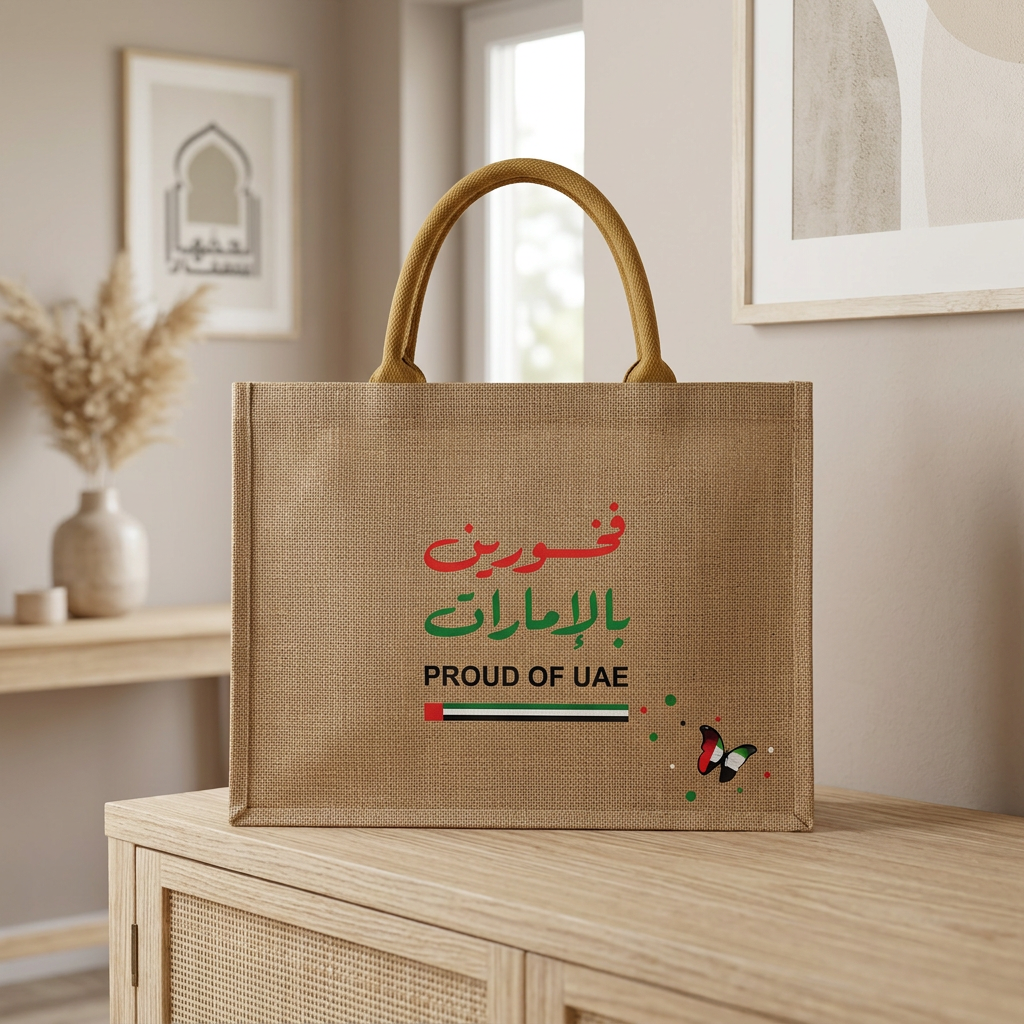 UAE-Inspired Arabic Calligraphy Jute Tote Bag - 30×40cm