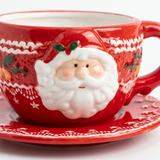 Ceramic Christmas Santa Cup and Saucer Set - 300ml