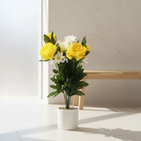 Artificial Flower Plant Yellow with White Plastic Pot - 45cm