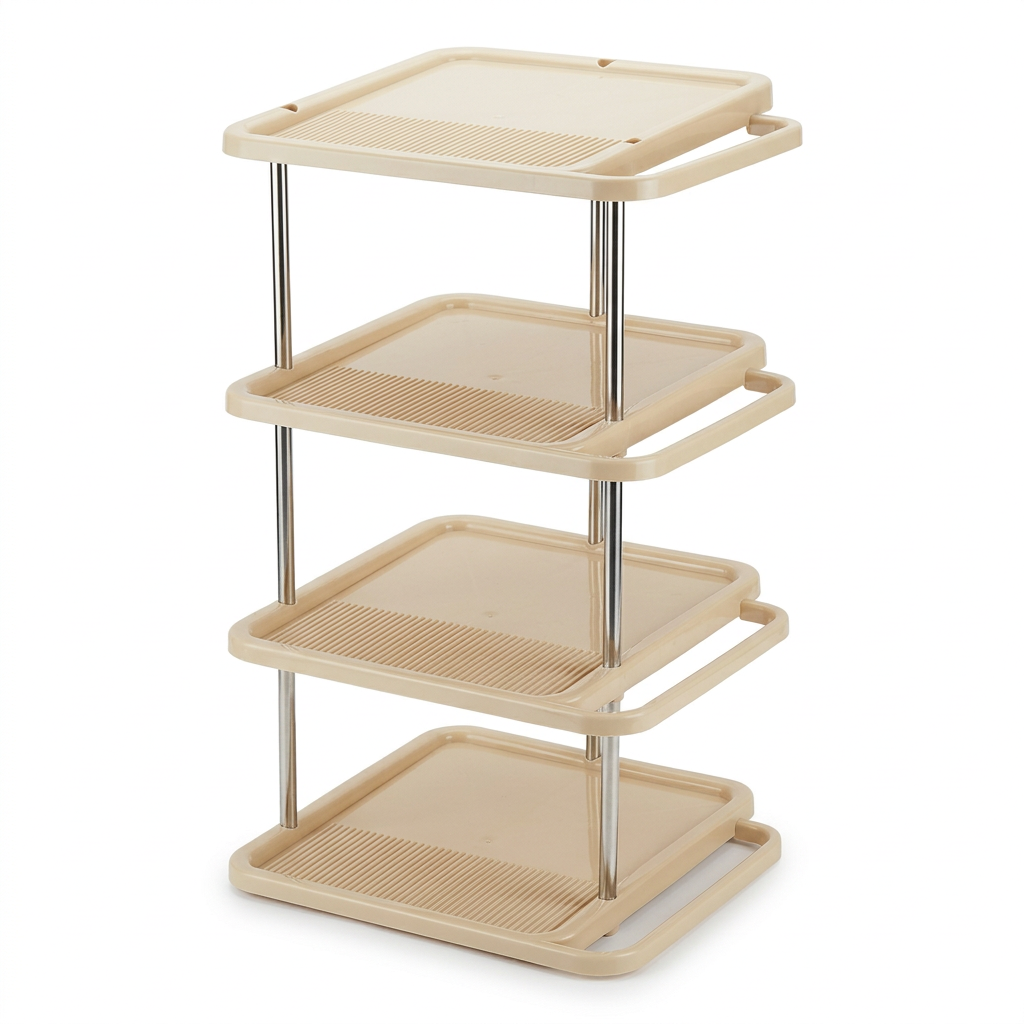 4-Layer Plastic Shoe Rack Beige - 65×30cm