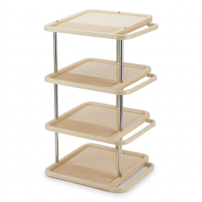 4-Layer Plastic Shoe Rack Beige - 65×30cm