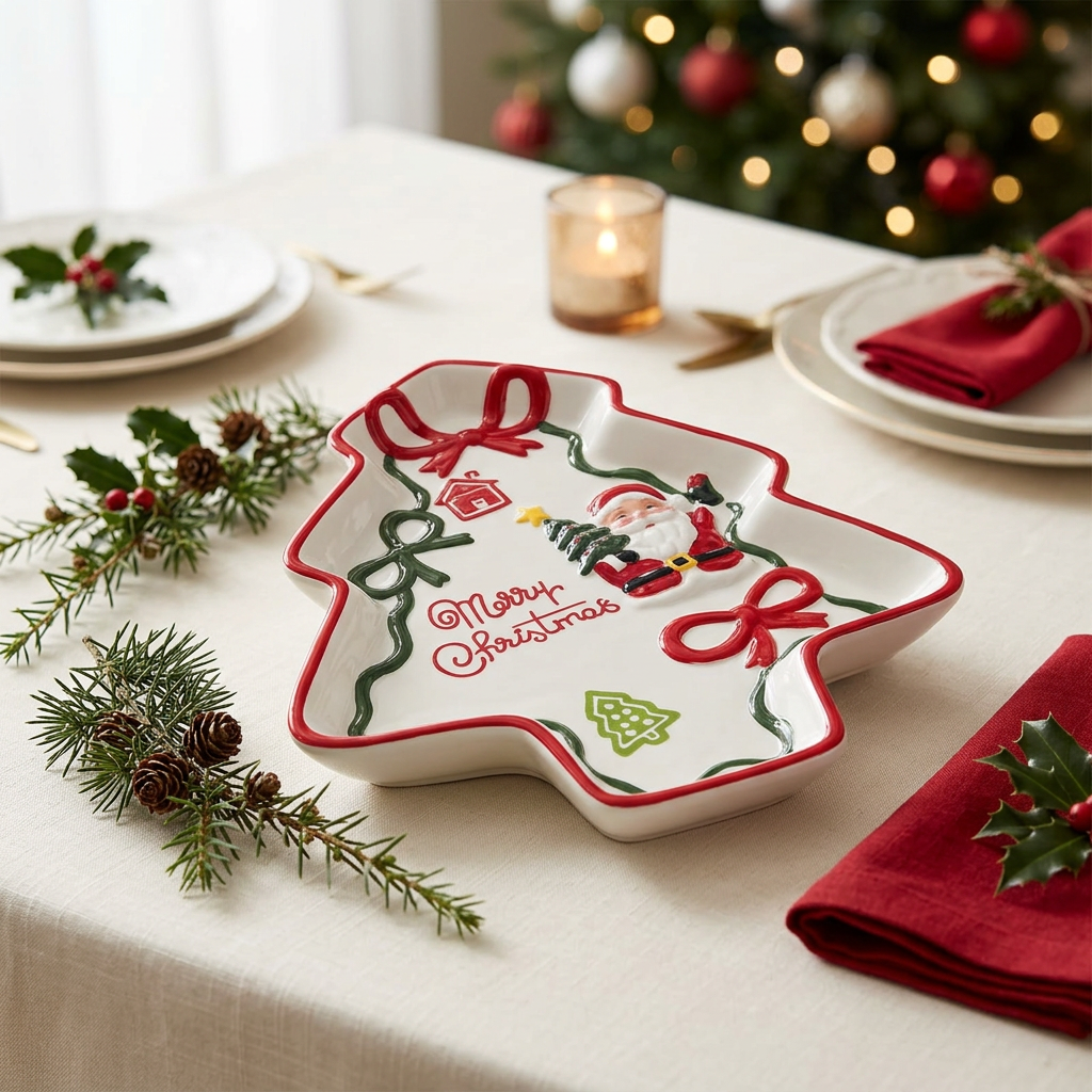 Ceramic Christmas Tree Candy Tray - 23×18cm