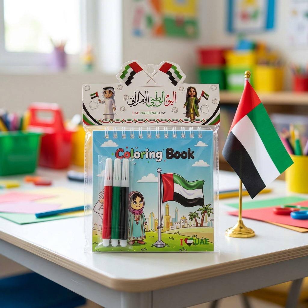 UAE National Day Colouring Book with 3 Sketch Pens – 12cm