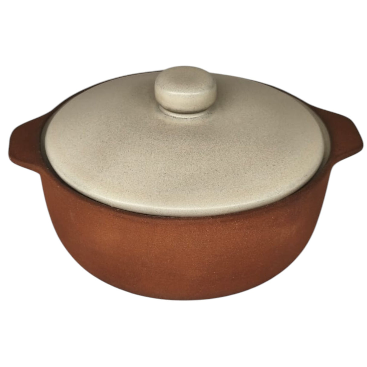 Maria Terracotta Round Clay Casserole With Lid Traditional-25cmX6cm(FloralWhite&Clay)