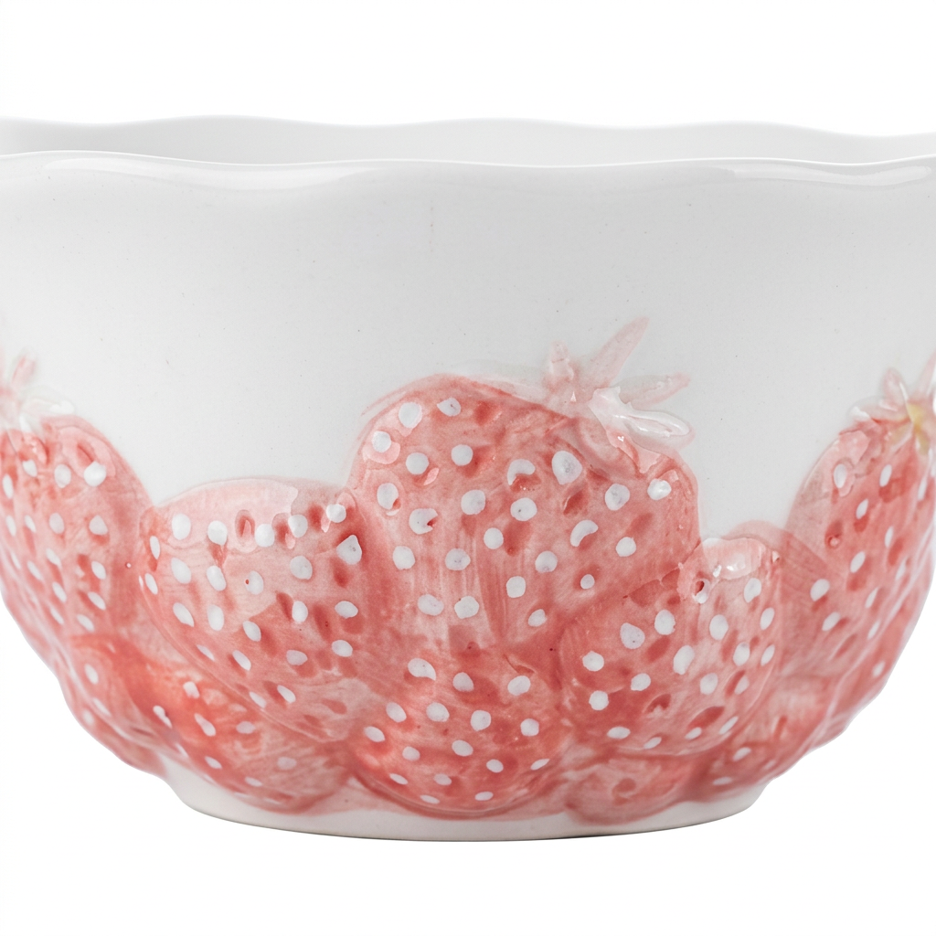 Luhpar Ceramic Bowl with Pink Strawberry Design - 4.5 Inch