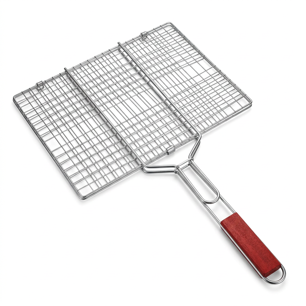 Metal BBQ Grilling Basket with Handle - 39×30cm