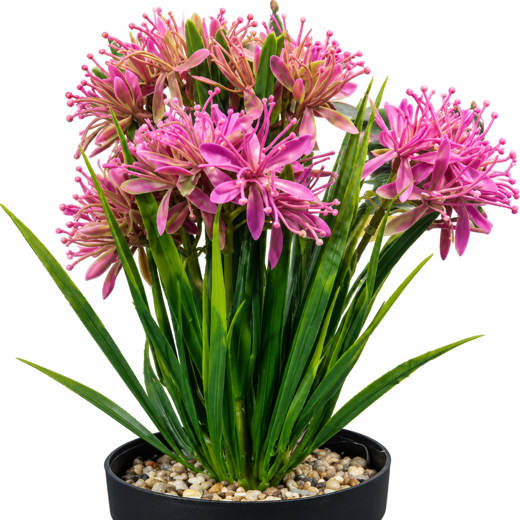 Zeem Artificial Flower Plant in Black Plastic Pot - 28cm